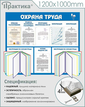 С96 Стенд охрана труда (с двумя перекидными системами) (1250х1000 мм, пластик ПВХ 3 мм, алюминиевый багет серебряного цвета) - Стенды - Стенды по охране труда - . Магазин Znakstend.ru