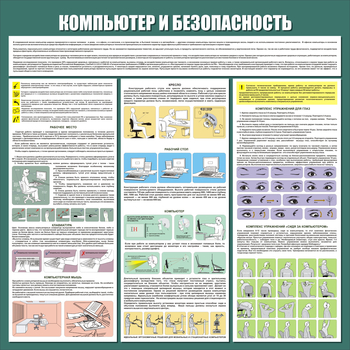 С37 Стенд компьютер и безопасность (1000х1000 мм, 3 мм, алюминиевый багет серебряного цвета) - Стенды - Стенды для офиса - . Магазин Znakstend.ru